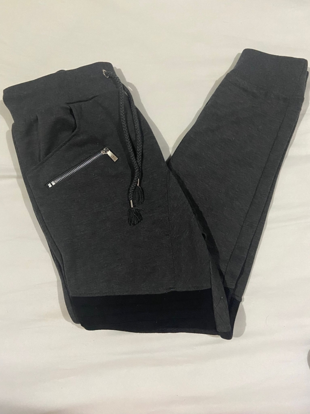 Men's Dark Gray Drawstring Jogger with Zip Pocket